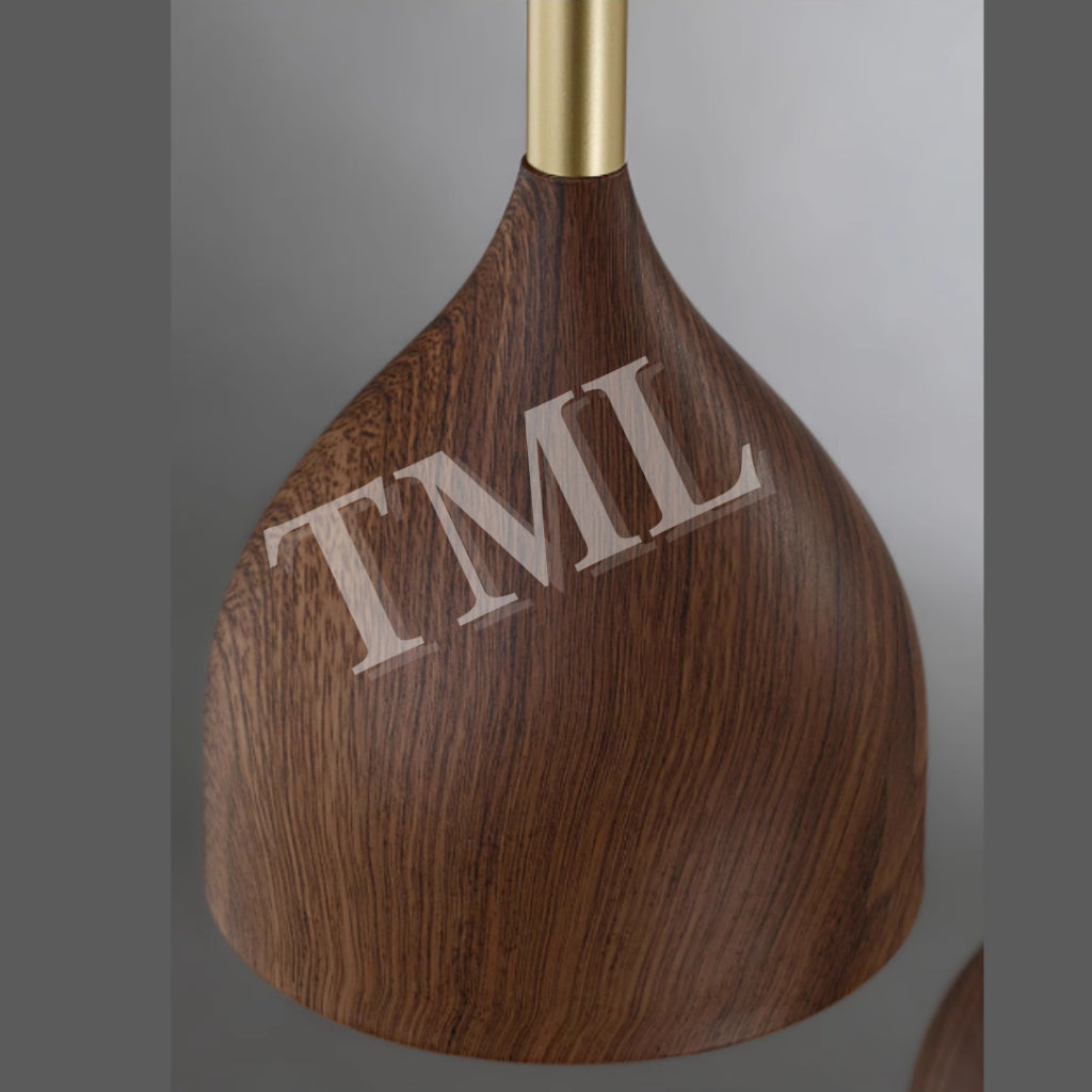 Linear Dark Wood Print Walnut Japanese Design 3Head Pendant Light E27 Dining Island 4HOME SINGAPORE - 4HOME