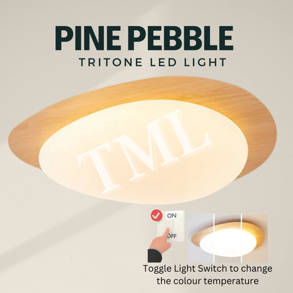Pine Wood Print Pebble Tritone LED Ceiling Light for bedroom living hall 4HOME SINGAPORE - 4HOME