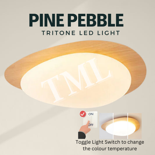 Pine Wood Print Pebble Tritone LED Ceiling Light for bedroom living hall 4HOME SINGAPORE - 4HOME