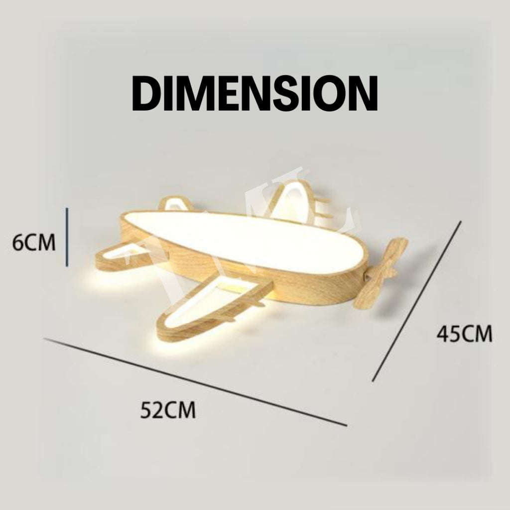 Modern Wood Print Airplane Aircraft LED Ceiling Light Fixture for Boys Girls Kids Bedroom and Nursery 4HOME SINGAPORE - 4HOME