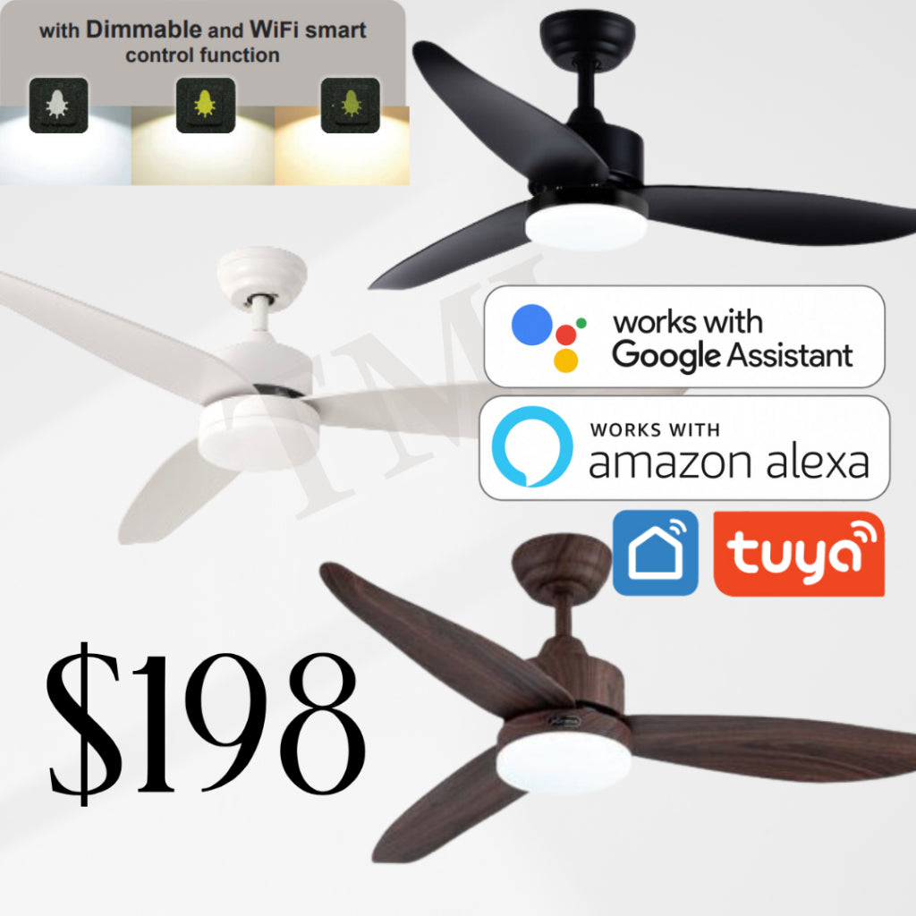 Bestar Razor 46inch 54inch DC Smart Ceiling Fan with Dimmable Light Google Assistant Tuya Amazon Alexa 4HOME SINGAPORE - 4HOME