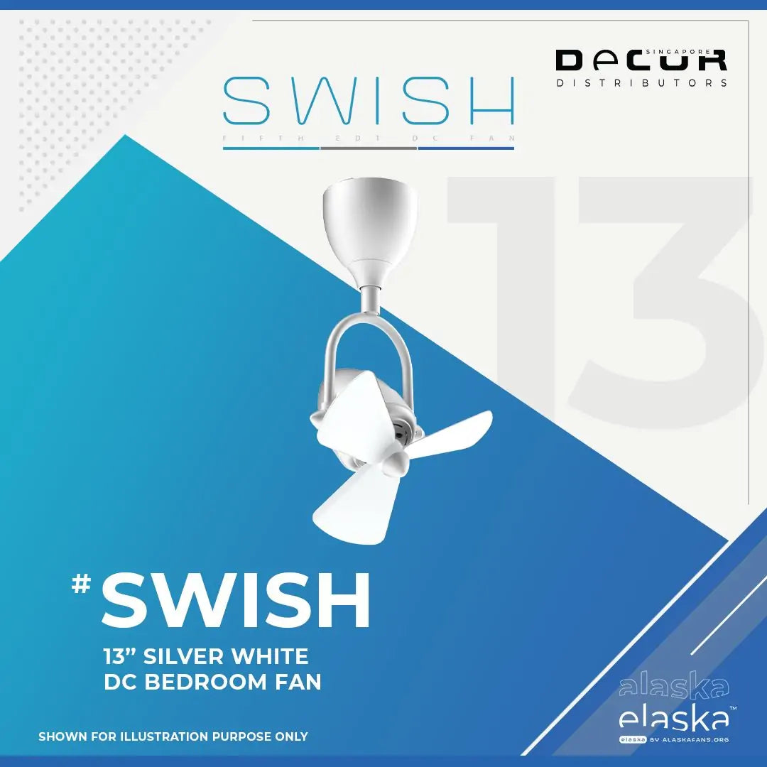 Alaska SWISH 13″ CORNER DC CEILING FAN Dark Wood Parquet Wood White 4HOME SINGAPORE - 4HOME
