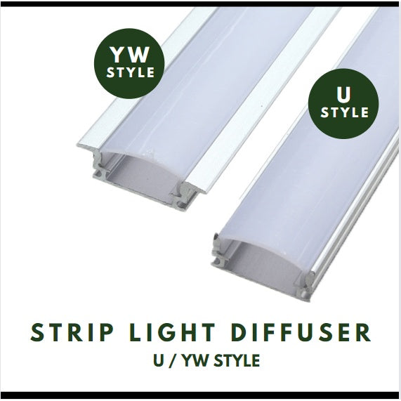 LED Strip Light Diffuser Channel 1meter Surface Mount Recessed Type 4HOME SINGAPORE - 4HOME