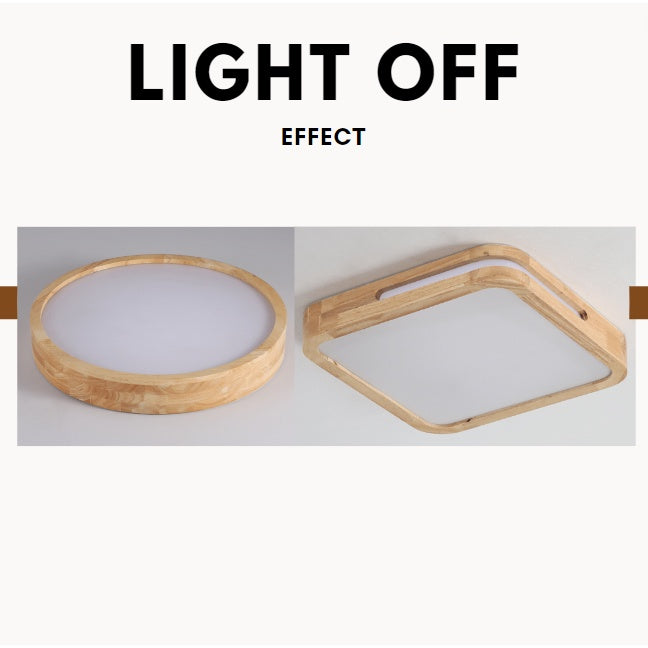 1YEAR WARRANTY Real Wood Nordic Minimal LED Ceiling Light Wood Frame Tritone Macaron 4HOME SINGAPORE - 4HOME