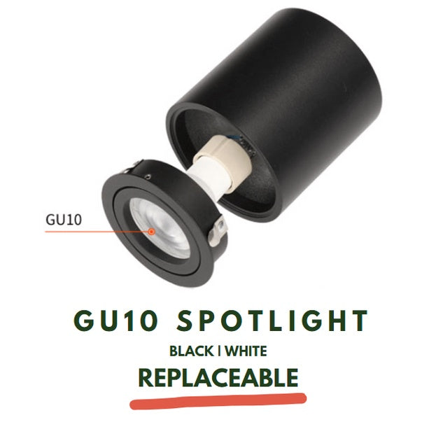 Premium LED GU10 Adjustable Spotlight Cylindrical Black White Replaceable GU10 Rotatable 4HOME SINGAPORE - 4HOME