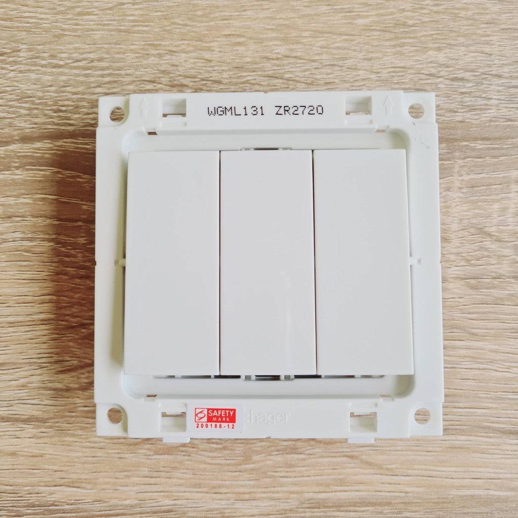 Hager 3Gang 3G1W 3G2W Triple Wall Switch White 4HOME SINGAPORE - 4HOME