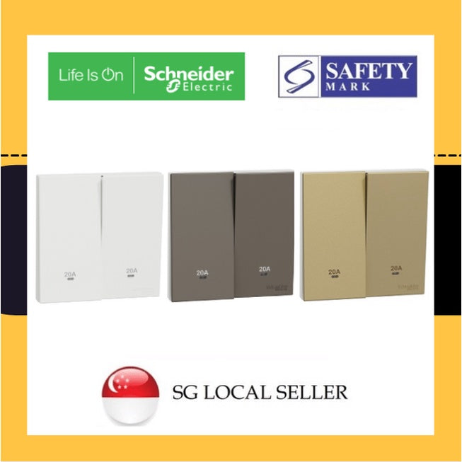 Schneider Avataron C 20A 2Gang 1G2W Double Pole Heater Switch Wine Gold Dark Grey Matt White 4HOME SINGAPORE - 4HOME