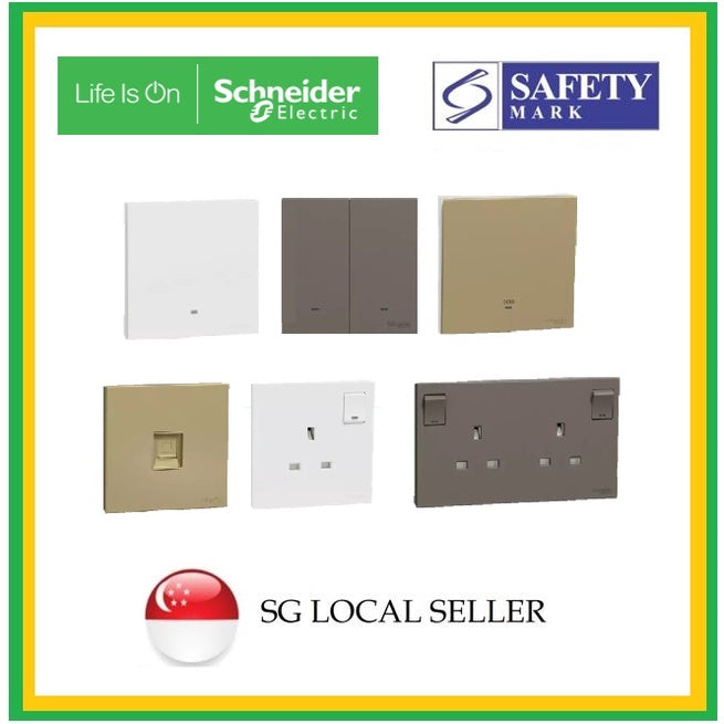 Schneider Avataron C Switch Socket Wine Gold Dark Grey White 4HOME SINGAPORE - 4HOME