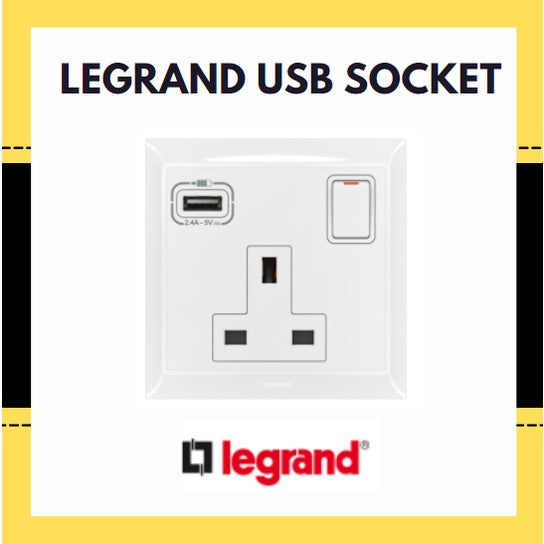 Legrand Belanko S 13A Socket with USB 4HOME SINGAPORE - 4HOME