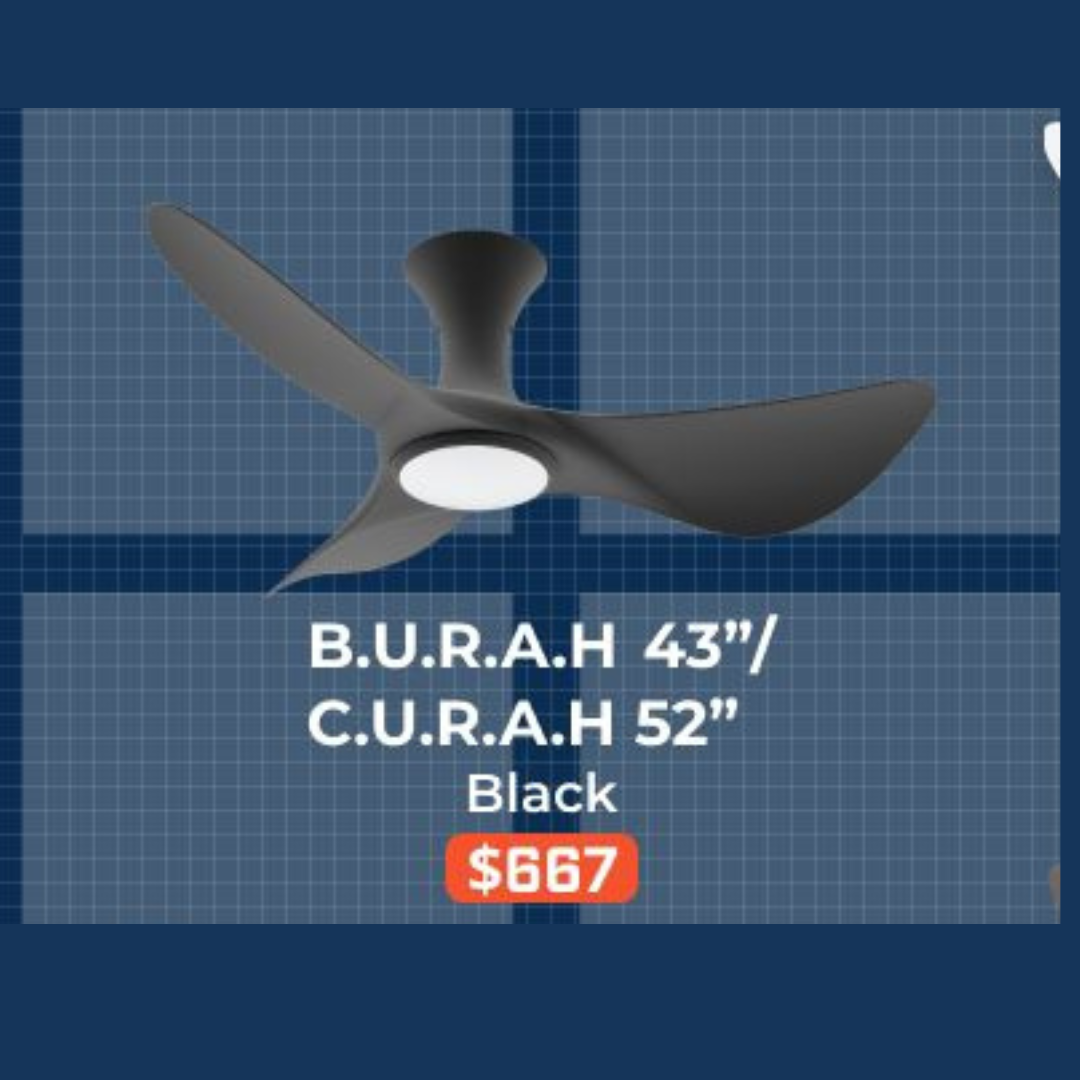 Alaska Aerahaus BURAH CURAH 43″ 52" 3 Blade Ceiling Fan Tri Tone Smart - 4HOME