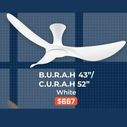 Alaska Aerahaus BURAH CURAH 43″ 52" 3 Blade Ceiling Fan Tri Tone Smart - 4HOME