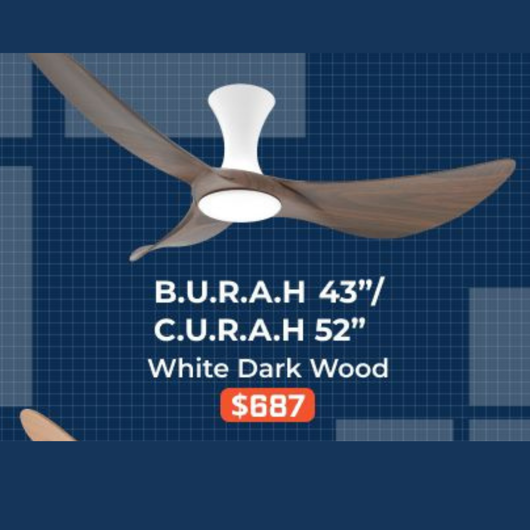 Alaska Aerahaus BURAH CURAH 43″ 52" 3 Blade Ceiling Fan Tri Tone Smart - 4HOME