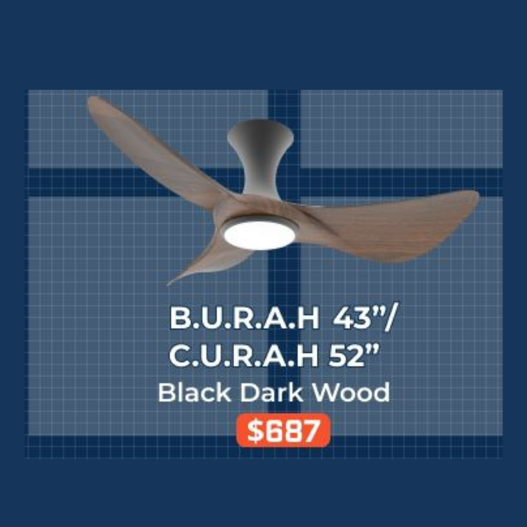 Alaska Aerahaus BURAH CURAH 43″ 52" 3 Blade Ceiling Fan Tri Tone Smart - 4HOME
