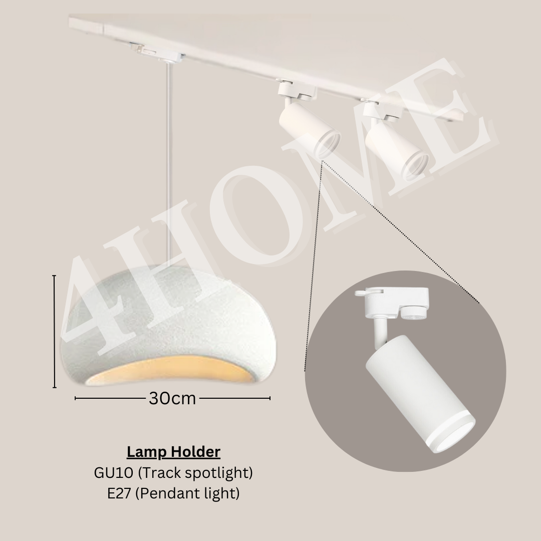 Minimalist Wabi-Sabi Cloud Egg-shaped Chandelier Pendant with Spotlight Track Light Island Dining Table 4HOME SINGAPORE - 4HOME