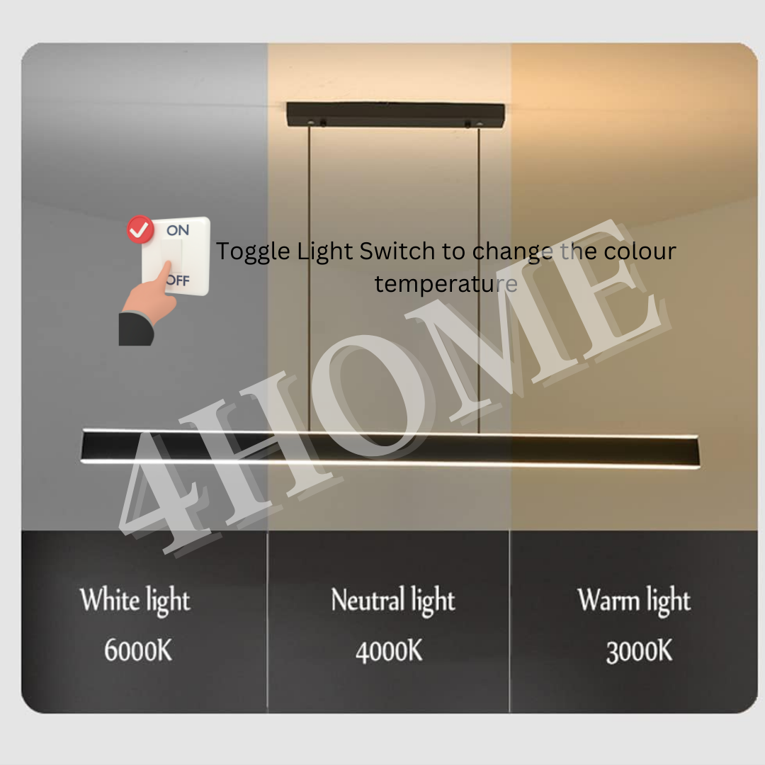 Premium Minimalist White linear Parallel Radiance Pendant Light Dining Island Study Tritone 120cm 4HOME SINGAPORE - 4HOME