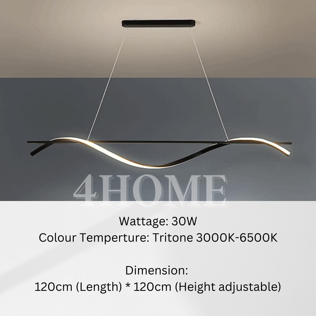 Premium Modern Single Wavy Twist long Pendant Light for Dining Island (Copy) 4HOME SINGAPORE - 4HOME