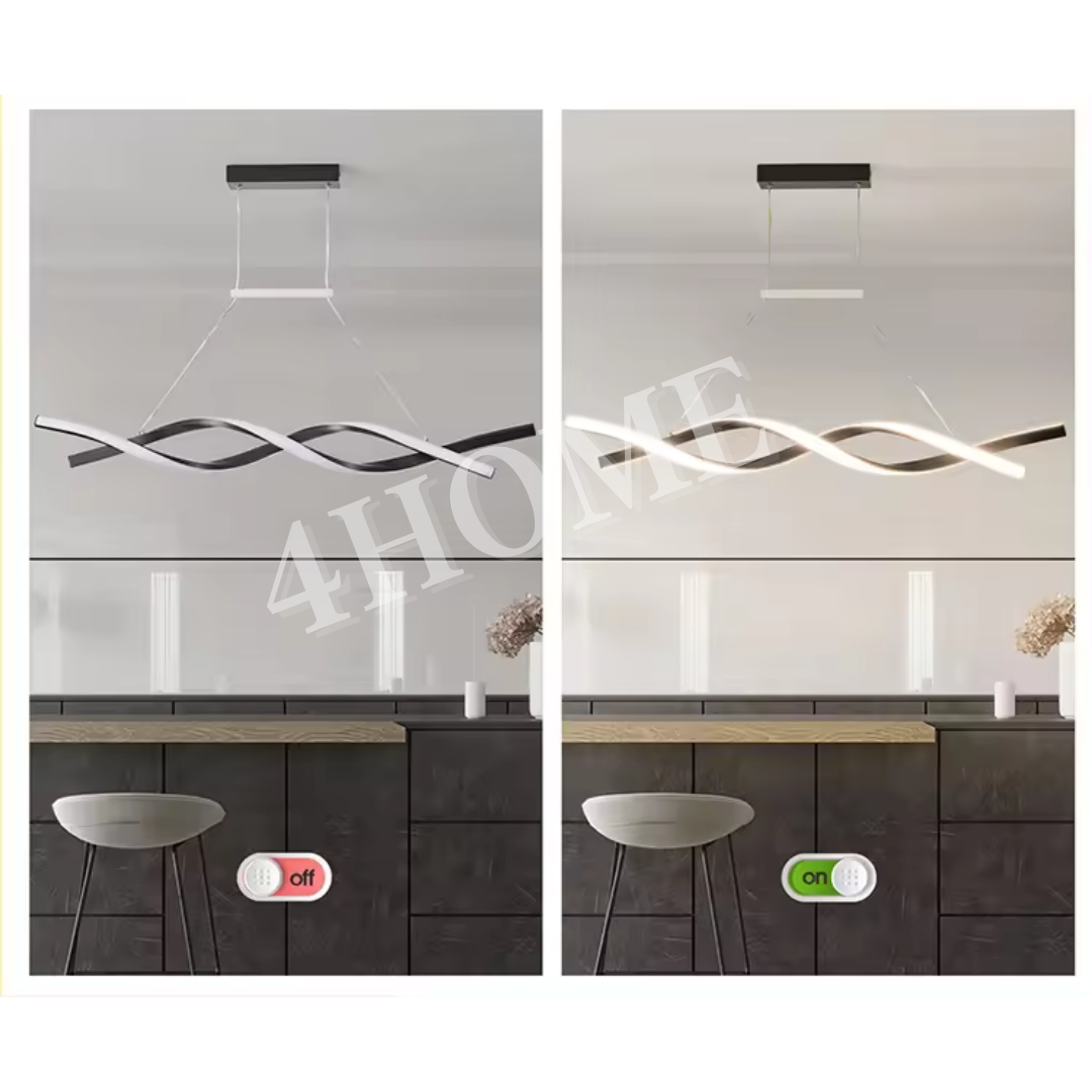 Premium Modern Wavy Dual Twist long Black Linear Pendant Light for Dining Island 4HOME SINGAPORE - 4HOME