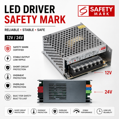 12V / 24V LED Driver Power Supply | Singapore Safety Mark Approved | 60W 100W 150W 200W
