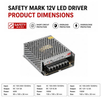 12V Singapore Safety Mark Approved | 60W 100W 150W 