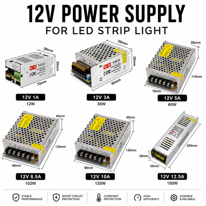12v Led driver power supply for strip light 36w 60w 100w 120w 150w