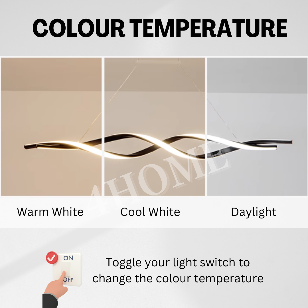 Premium Modern Wavy Dual Twist long Black Linear Pendant Light for Dining Island 4HOME SINGAPORE - 4HOME