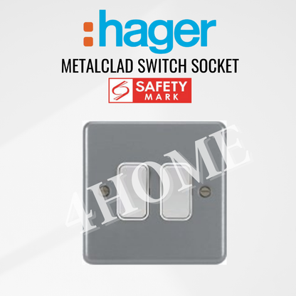 Hager Sollysta Metalclad Switch Socket 1Gang 2Gang 3Gang 20A 15A 13A 4HOME SINGAPORE - 4HOME