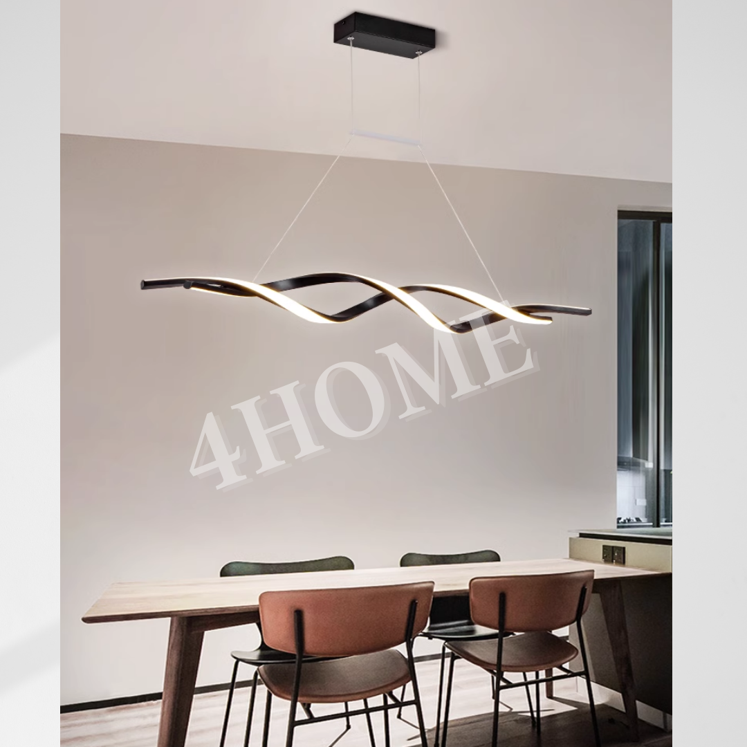 Premium Modern Wavy Dual Twist long Black Linear Pendant Light for Dining Island 4HOME SINGAPORE - 4HOME