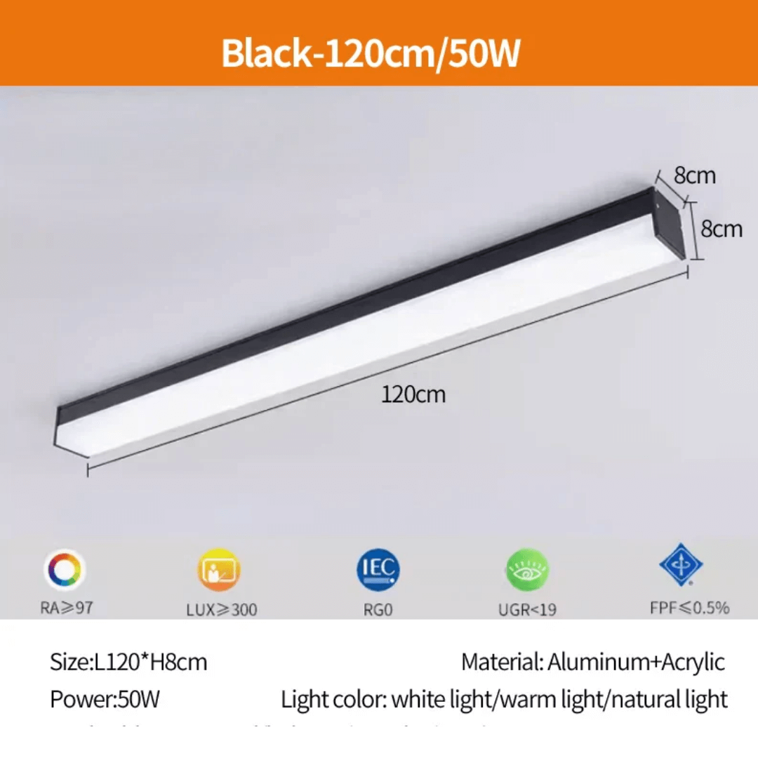 Premium 50W Black long Linear Rectangular Wall Light Ceiling Light Tri-tone Kitchen Corridor Island 4HOME SINGAPORE - 4HOME