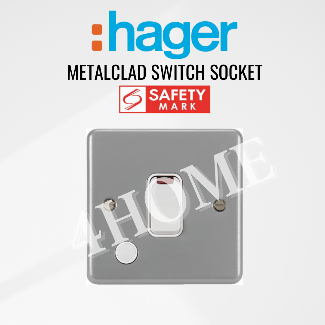 Hager Sollysta Metalclad Switch Socket 1Gang 2Gang 3Gang 20A 15A 13A 4HOME SINGAPORE - 4HOME