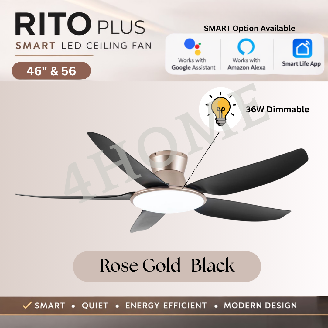 goggle fan Fanco Rito Plus DC Ceiling Fan 46” / 52” with Dimmable 36W LED Light & 6  Speeds – 4HOME