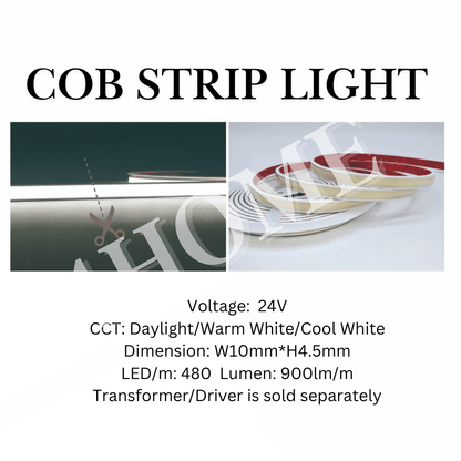 IP67 COB LED Strip Light 5meters High Density Waterproof Flexible DC24V 480LEDs/m 4HOME SINGAPORE - 4HOME