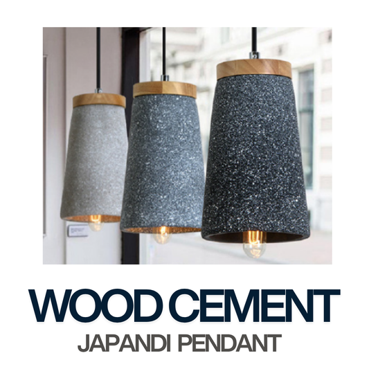 Japandi Wood Cement Pendant Light
