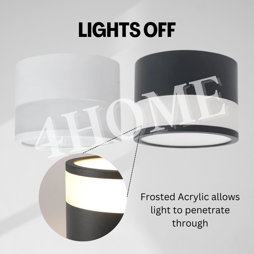Premium Modern Black White LED Surface Cylindrical Spotlight with Side Luminance Safety Mark 4HOME SINGAPORE - 4HOME