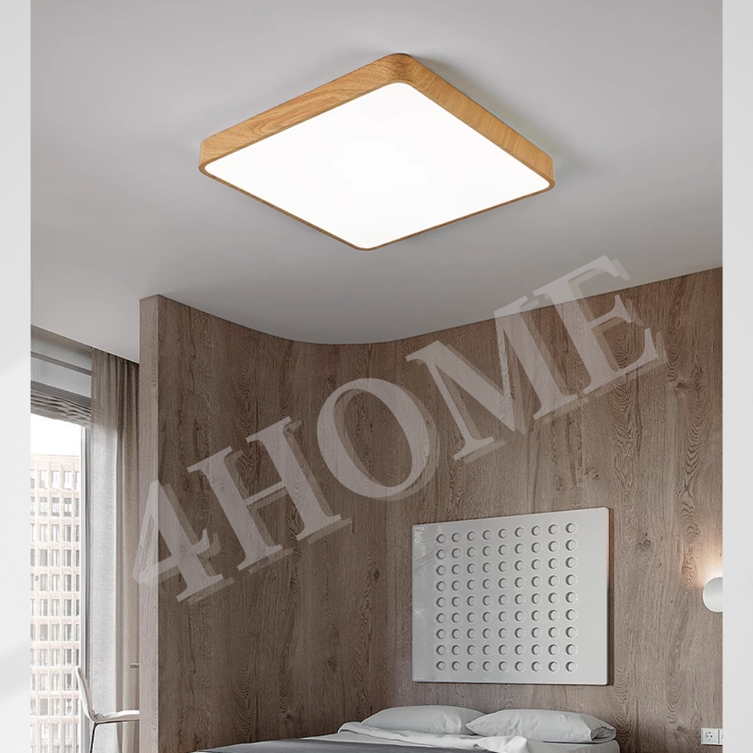 36W Nordic Minimal LED Ceiling Light Wood Laminate Square Frame Daylight Warm White Tritone Macaron 4HOME SINGAPORE - 4HOME