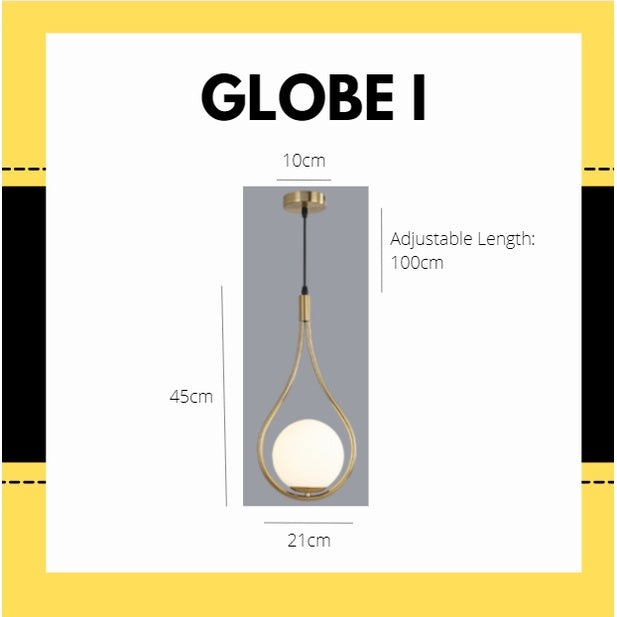 Premium Gold Minimalist Globe Pendant Light Bedside Dining Light 4HOME SINGAPORE - 4HOME