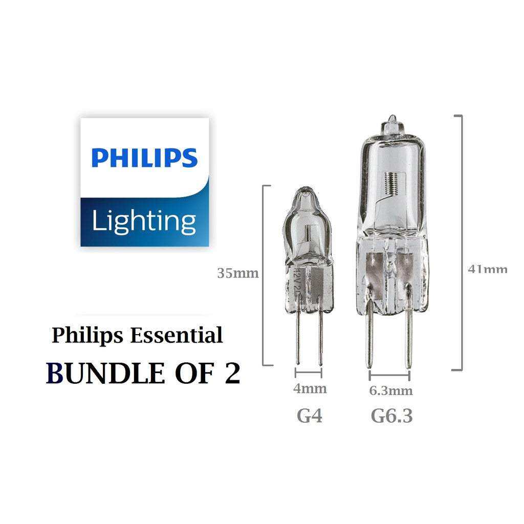 [SG Local Seller] 2x Philips Essential G4 20W G6.3 50W Halogen Bulb 4HOME SINGAPORE - 4HOME