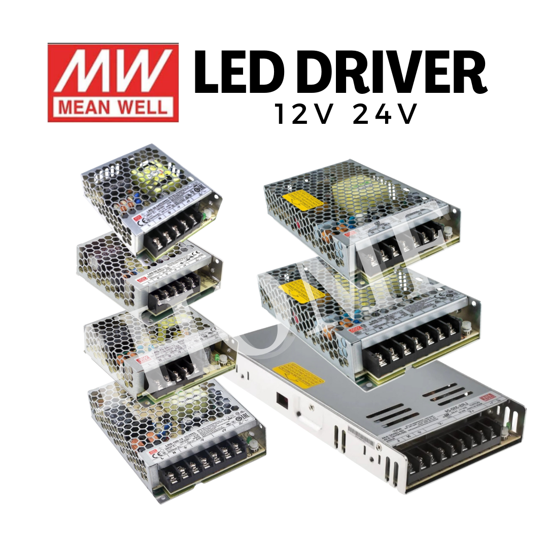 Meanwell LED Strip Driver 12V 24V 35W 50W 75W 100W 150W 200W 350W LED strip light 4HOME SINGAPORE - 4HOME