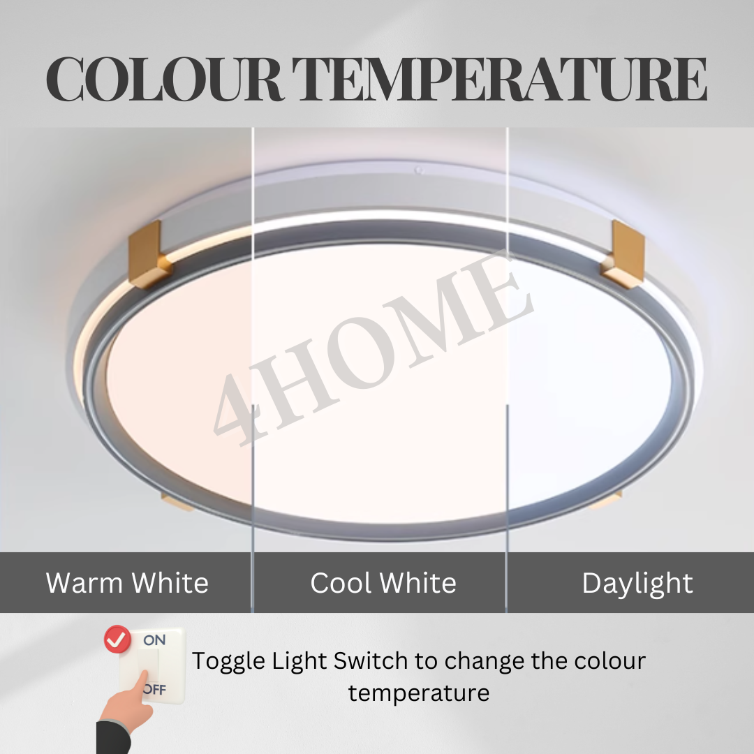 Premium Space Grey with Gold LED Ceiling Light Twist & Turn Tritone Daylight Warm White Bedroom Living Room Kitchen 50cm 4HOME SINGAPORE - 4HOME