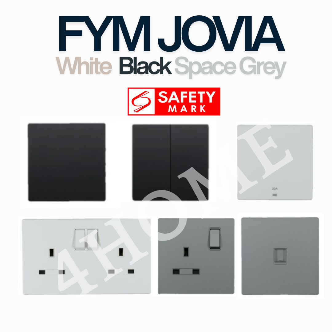 FYM Jovia Matt Black Grey White Frameless Switch Socket 4HOME SINGAPORE