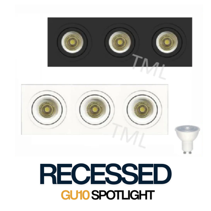 三头可旋转 LED 聚光灯 嵌入式筒灯 聚光灯 GU10 4HOME 新加坡
