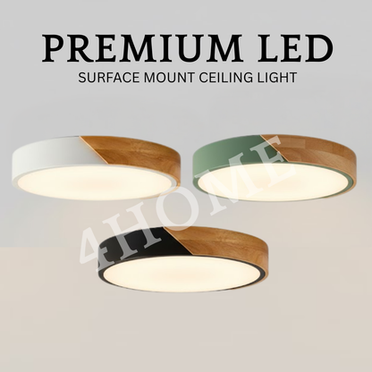 4HOME SINGAPORE 18W 24W 36W Nordic Ceiling Light LED Black Green White Wood Frame