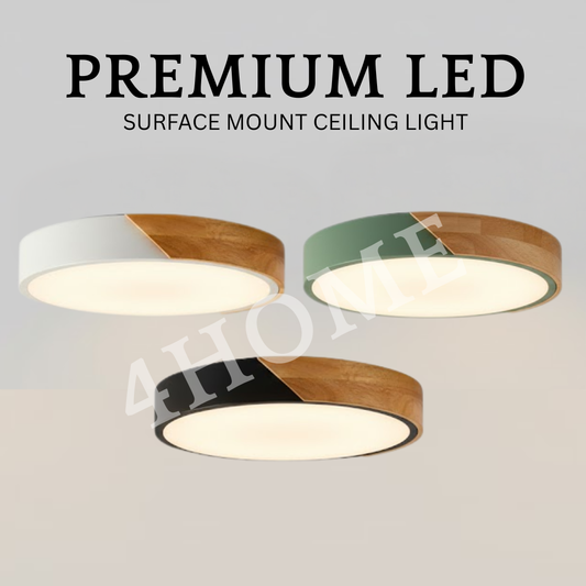 4HOME SINGAPORE 18W 24W 36W Nordic Ceiling Light LED Black Green White Wood Frame