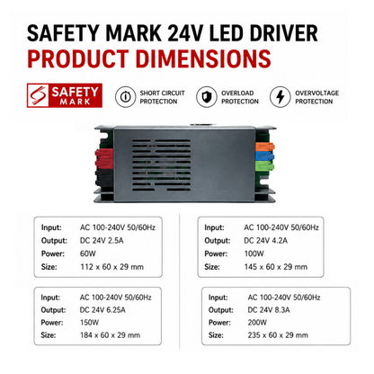 24V Singapore Safety Mark Approved 60W 100W 200W 300W