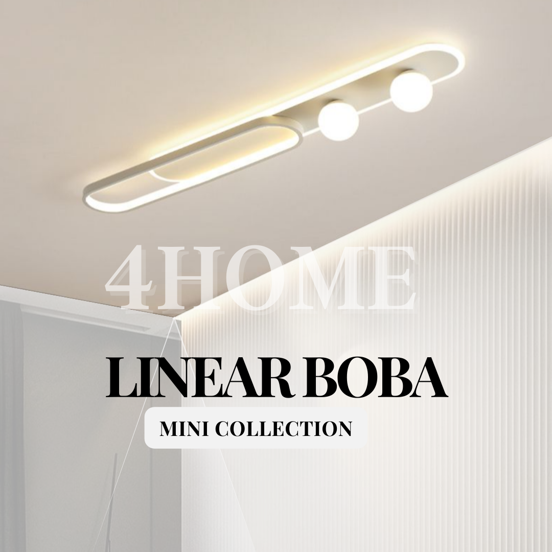 Minimalist White Linear Boba Globe Spotlight Rectangular Long Ceiling Light Tritone Corridor Bathroom Kitchen GSE 4HOME SINGAPORE - 4HOME