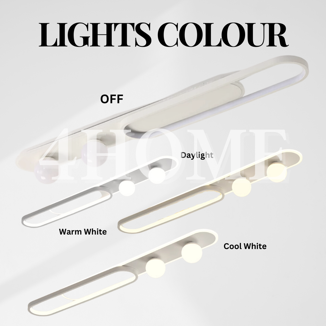Minimalist White Linear Boba Globe Spotlight Rectangular Long Ceiling Light Tritone Corridor Bathroom Kitchen GSE 4HOME SINGAPORE - 4HOME