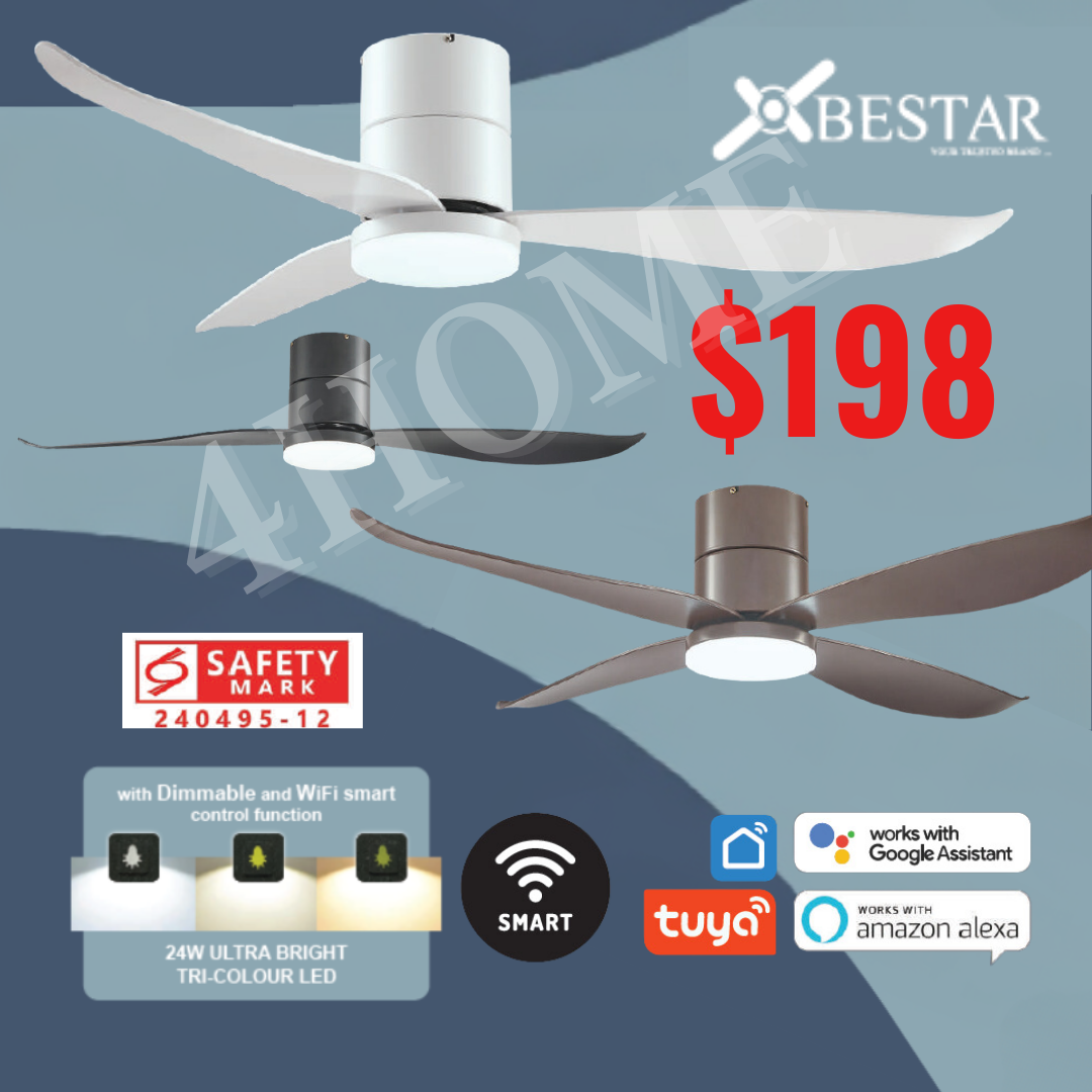 Bestar Falcon New Hugger DC Smart Ceiling fan Wifi 4blades 3blades 2blades 4HOME SINGAPORE - 4HOME