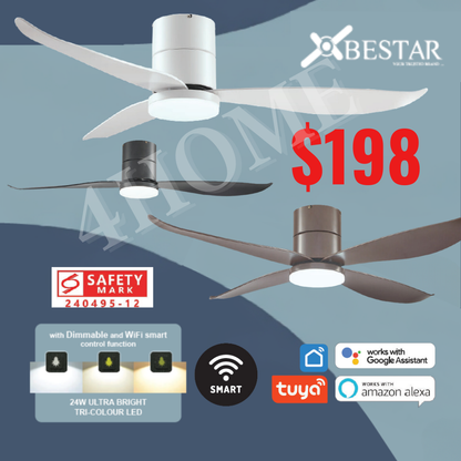 Bestar Falcon New Hugger DC Smart Ceiling fan Wifi 4blades 3blades 2blades 4HOME SINGAPORE - 4HOME