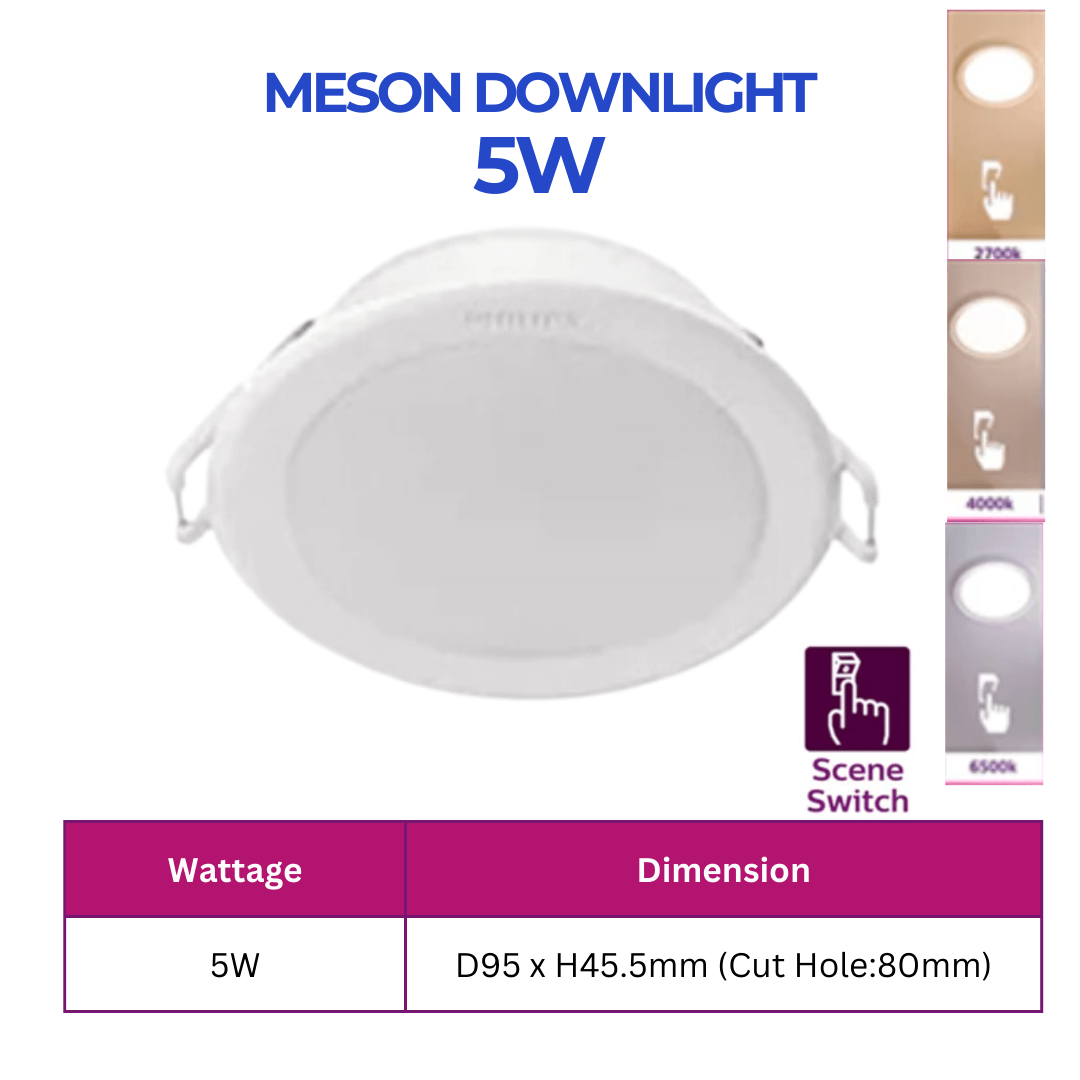 Philips Meson Scene Switch LED Downlight Tri-Color 3Tone Round 4HOME SINGAPORE - 4HOME