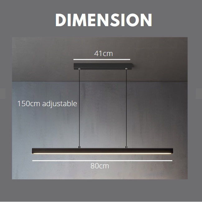 Premium Black Wood Linear Pendant Light 32W 3Tone Dining Island Study Kitchen 4HOME SINGAPORE - 4HOME