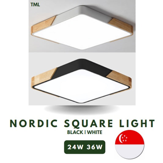 Nordic Square with Wood LED Ceiling Light 24W 36W 4HOME SINGAPORE - 4HOME